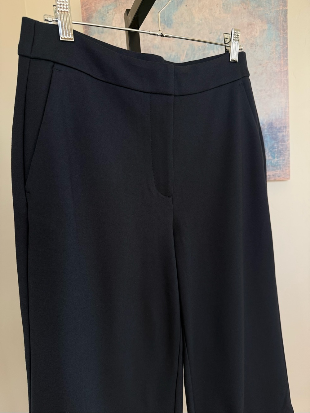 NEW Quince Ultra Stretch Ponte Wide Leg Trouser Pants Navy Size 10 Office Work - Picture 4 of 7